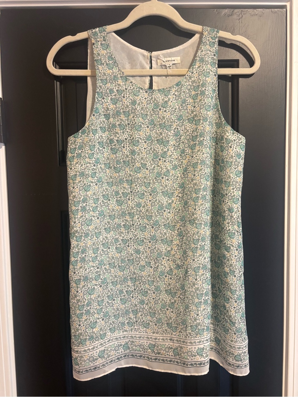 Max Studio Teal and White Floral Tank Dress